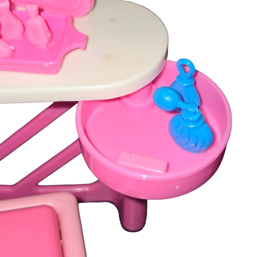 Mattel Barbie Vanity Sink Stool Set Kids Pink Vintage 1977/1987 READ - Picture 6 of 16